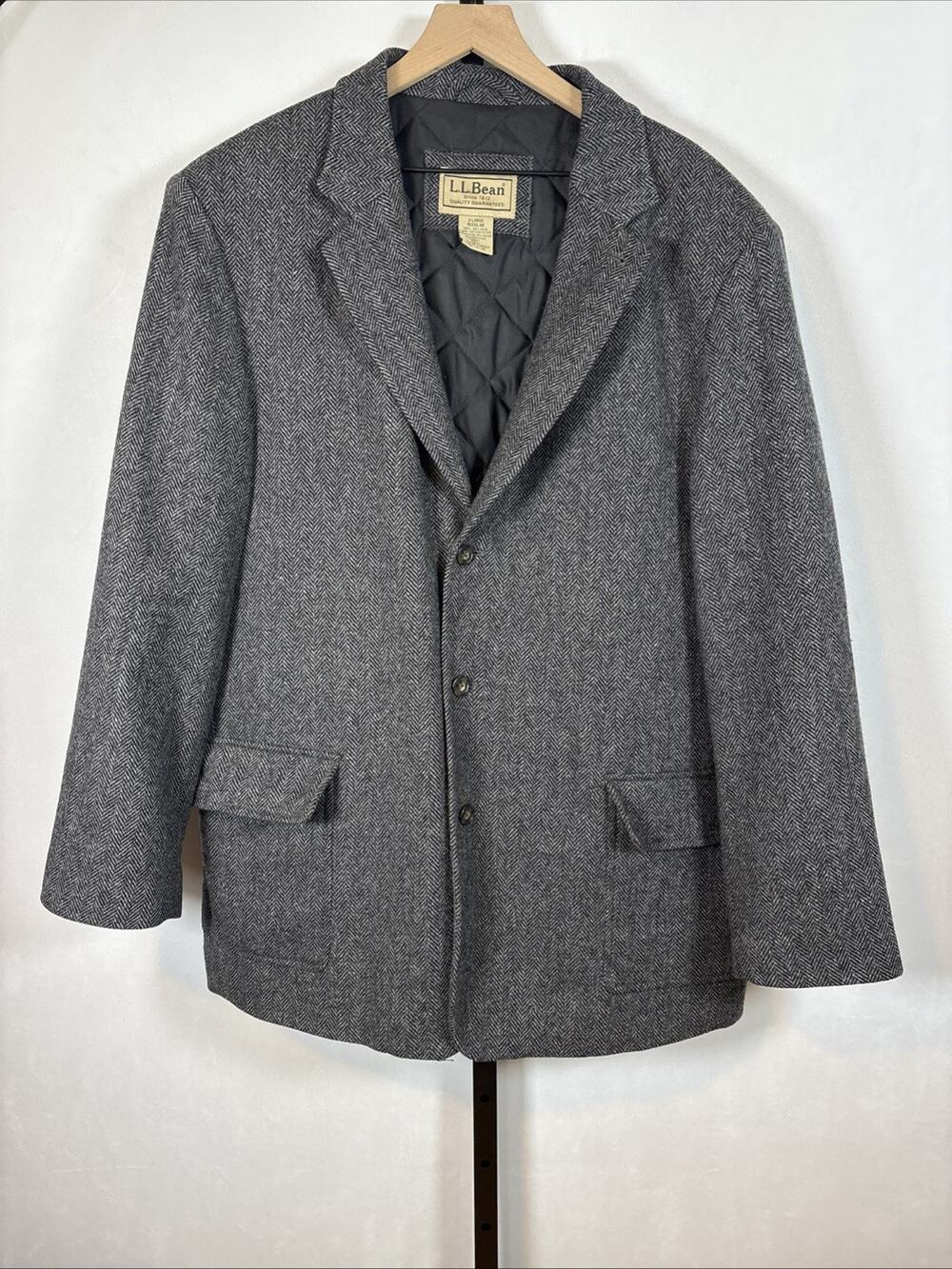 L.L. Bean Vintage Wool Herringbone Sport Coat Men's XL Gray Thinsulate Blazer